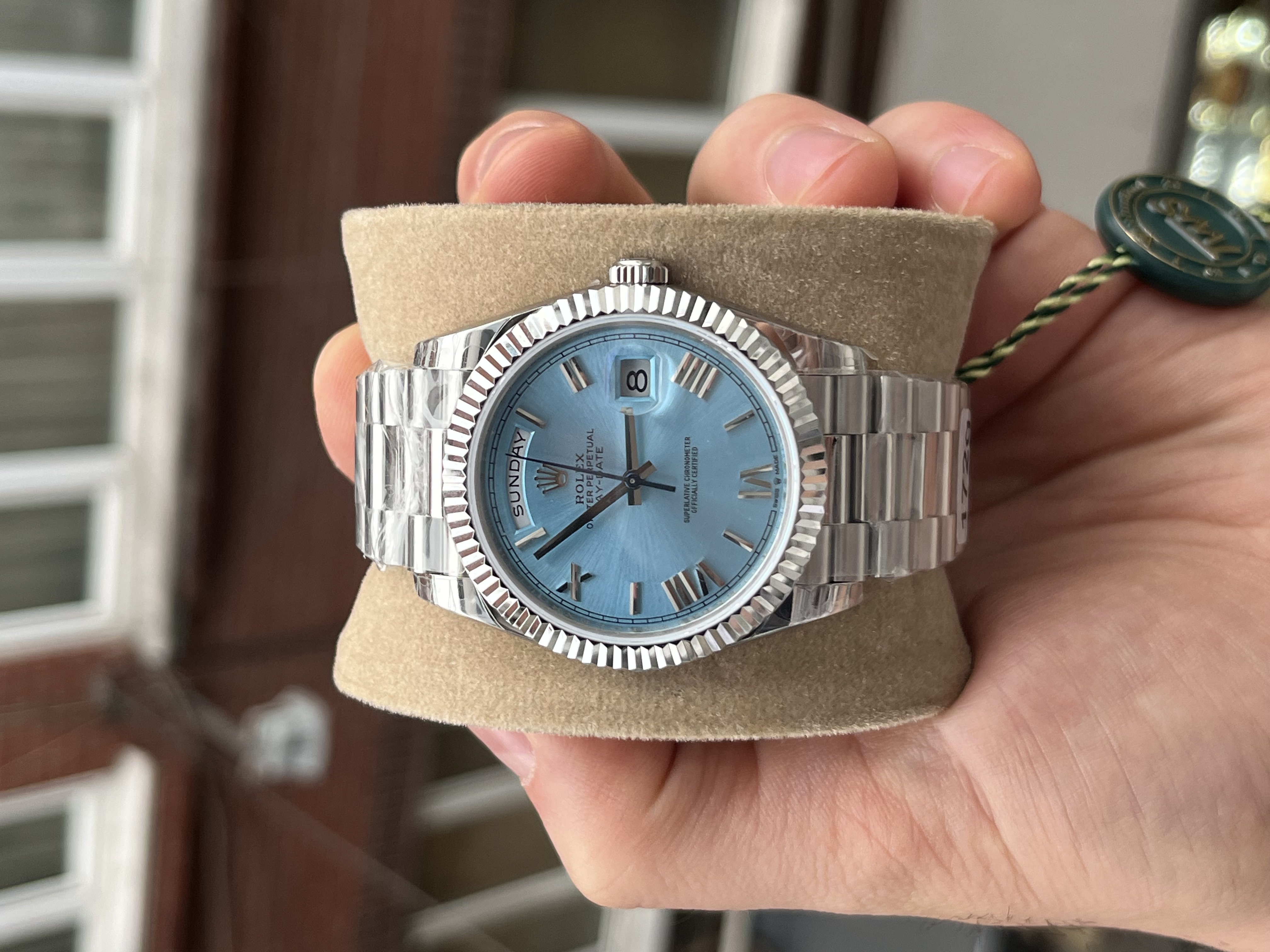 Rolex Day-Date Ice Blue President Roman Dial Superclone 40mm